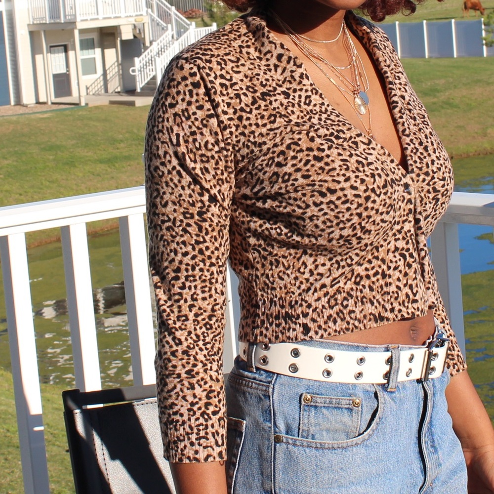 Calvin Klein reworked cheetah cardigan